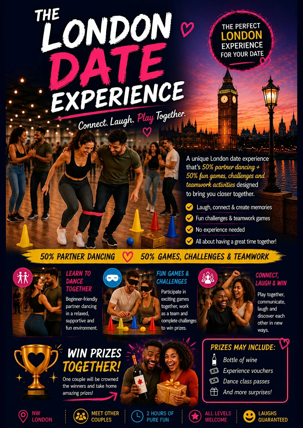 London Date Experience: Dance, games, prizes & FREE nibbles for Couples at Park View Health Clubs Colindale
