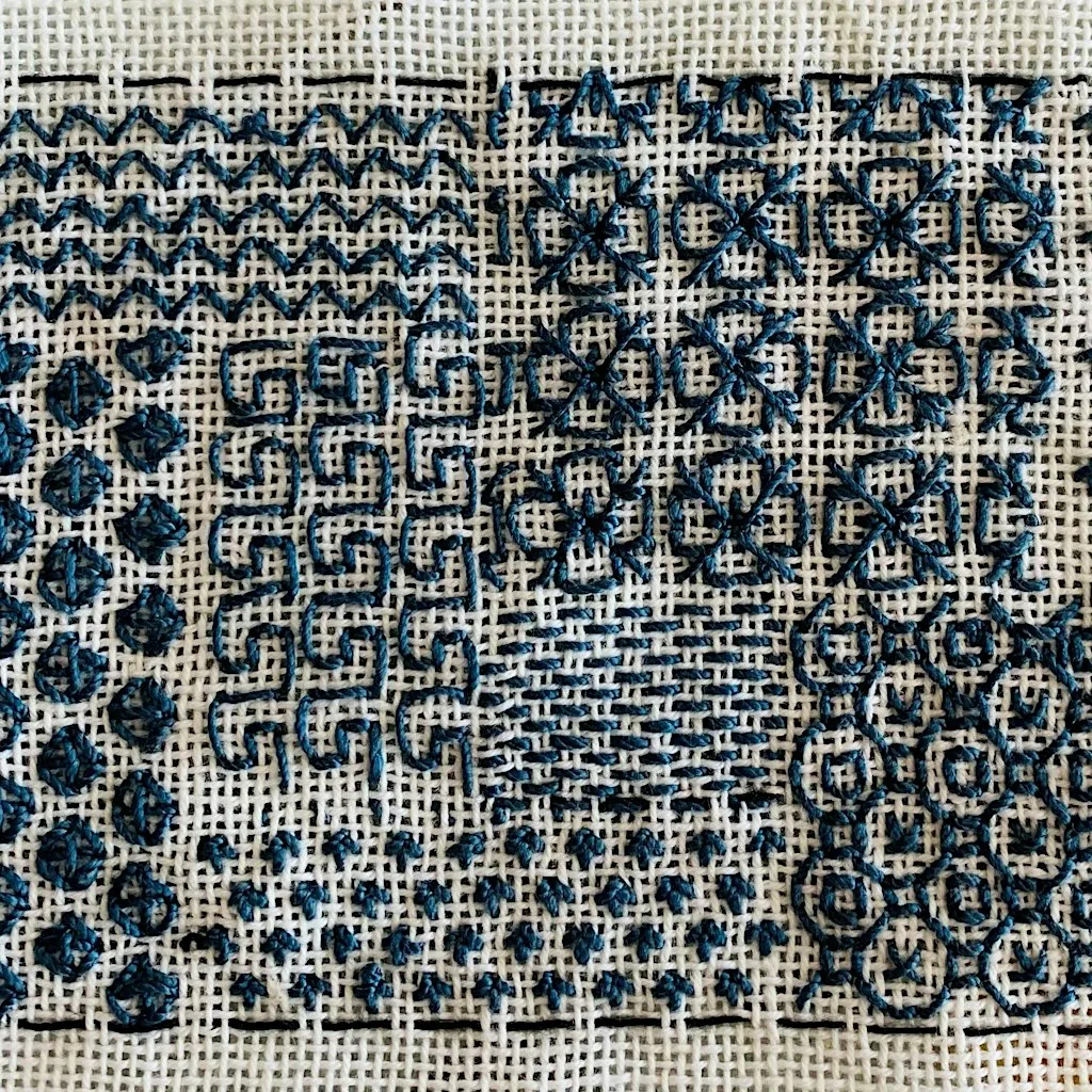 English Blackwork sample workshop