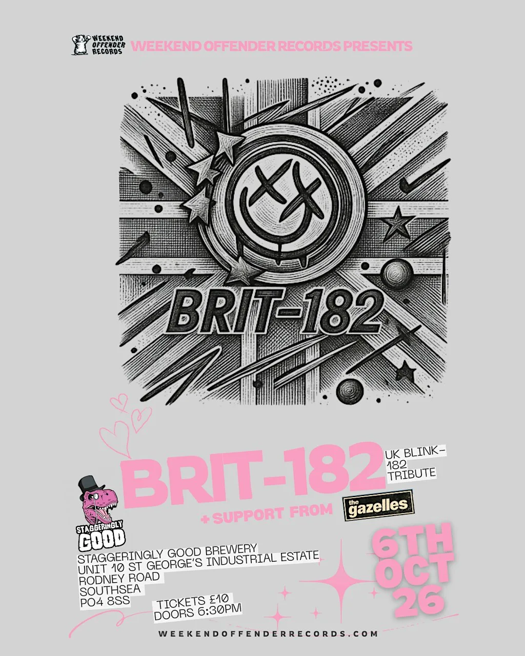 Brit-182 (UK Blink-182 Tribute) +support at Staggeringly Good Brewery