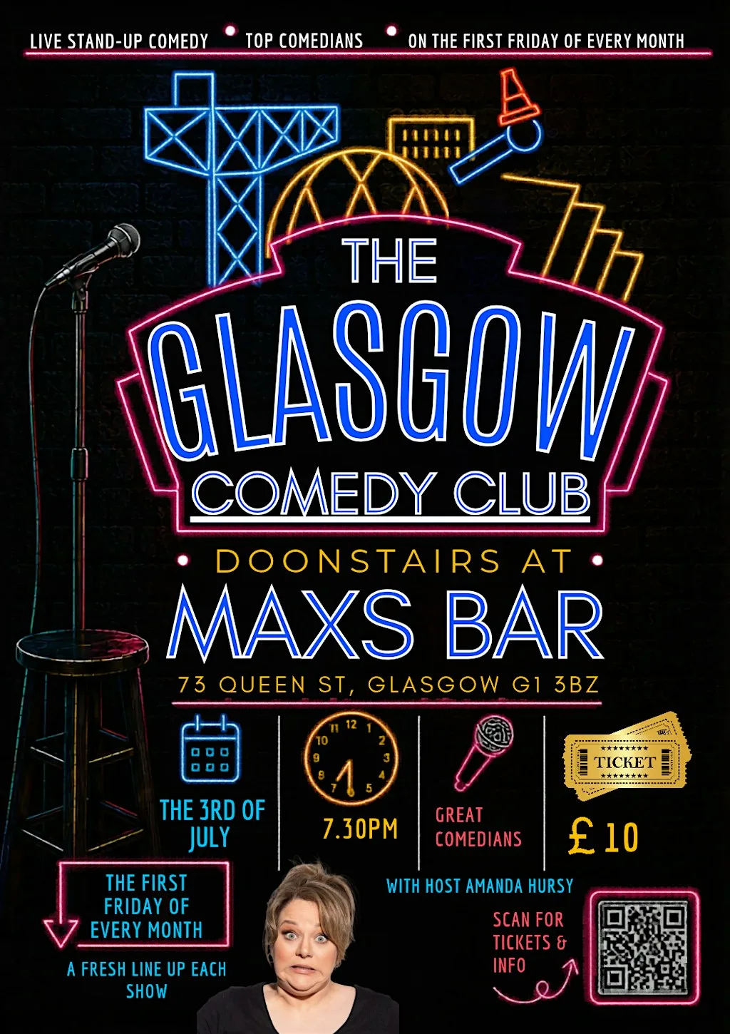 GLASGOW COMEDY CLUB DOONSTAIRS AT MAXS