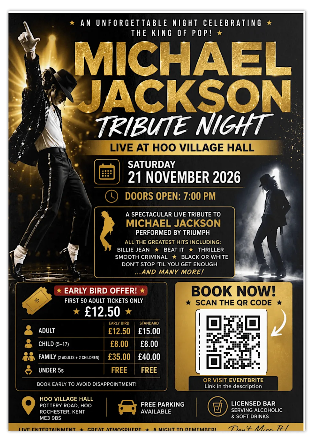 Michael Jackson Tribute Night – Live at Hoo Village Hall at Hoo Village Hall