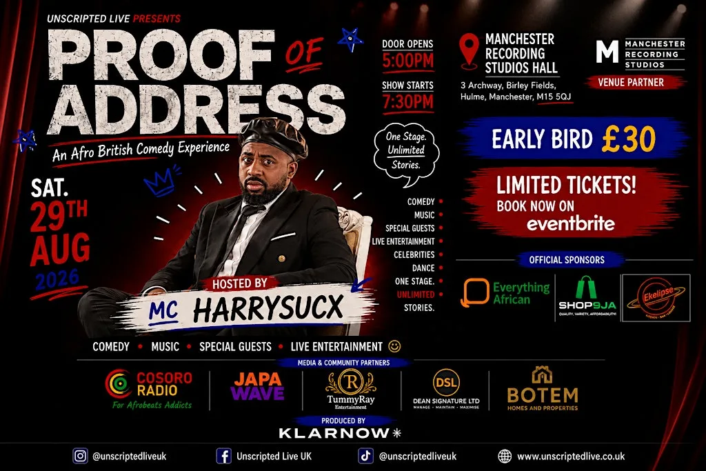 PROOF OF ADDRESS™ | The UK's Funniest Afro-British Comedy Experience at Manchester Recording Studios
