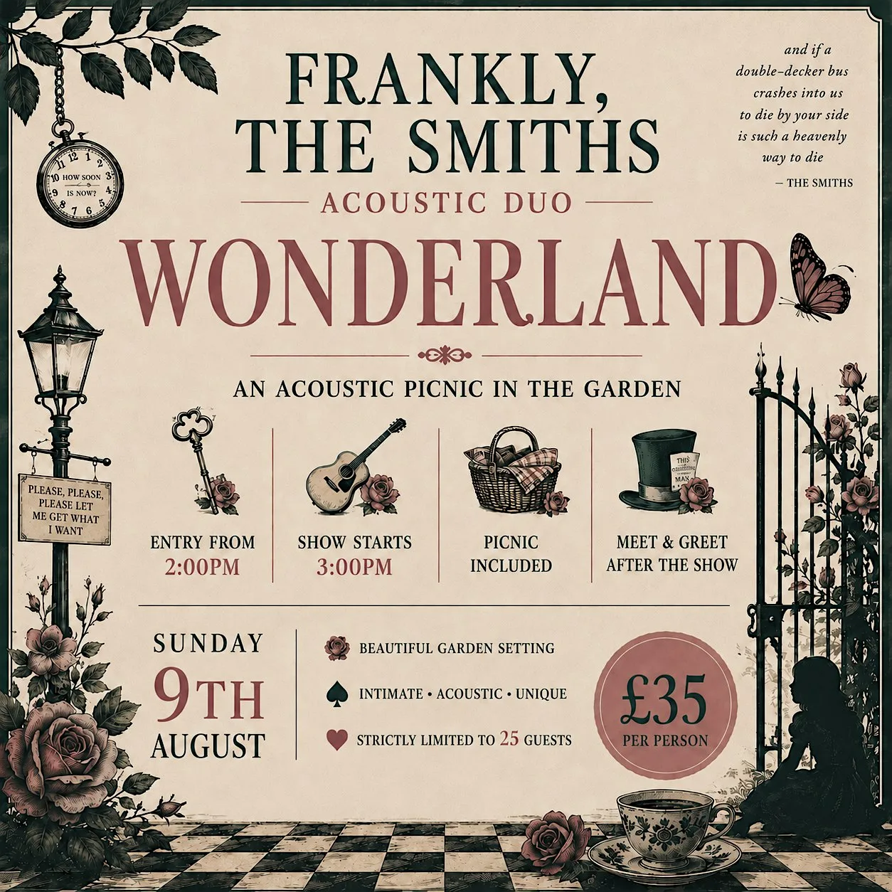 Frankly, The Smiths, Acoustic Duo, Wonderland. at 165 High St
