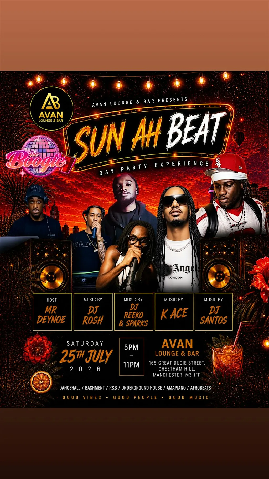 SUN AH BEAT☀️– Manchester’s Ultimate Summer Day Party | The Boogie at Avan Lounge Restaurant & Shisha Bar
