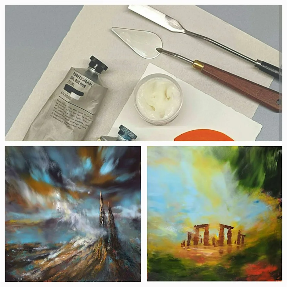 Atmospheric landscape in Oil & Coldwax at Manchester Craft and Design Centre