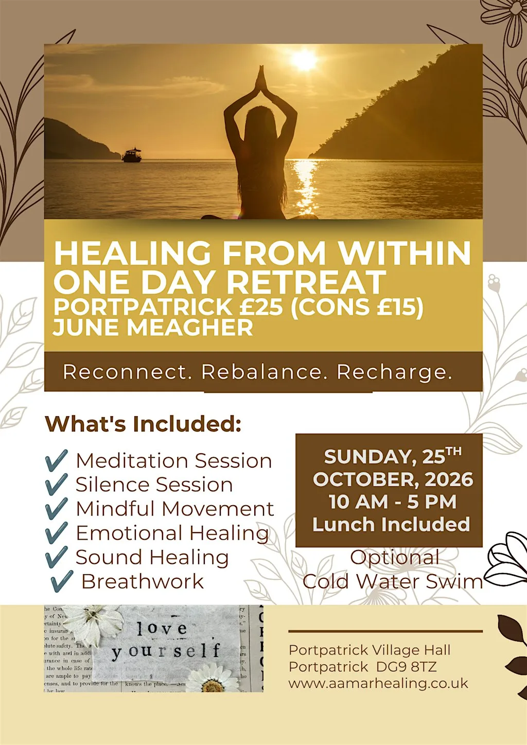 Healing From Within One Day Retreat with June Meagher in Portpatrick £25 at Portpatrick Village Hall