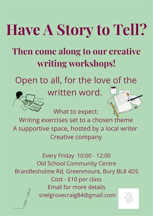 Creative Writing Classes at Greenmount Old School Community Centre