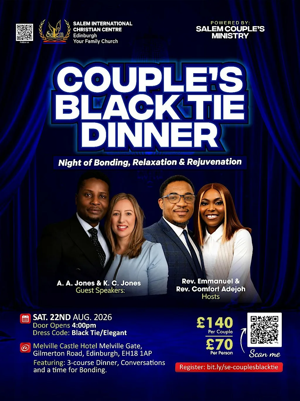 Couple's Black Tie Dinner at Melville Castle Hotel