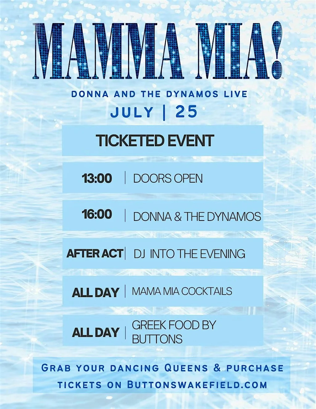 Mamma Mia- Here we go again! at Buttons Wakefield