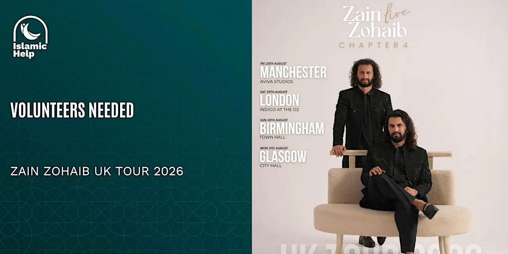 Glasgow Volunteers Needed - Zain Zohaib Live UK Tour at City Halls & Old Fruitmarket