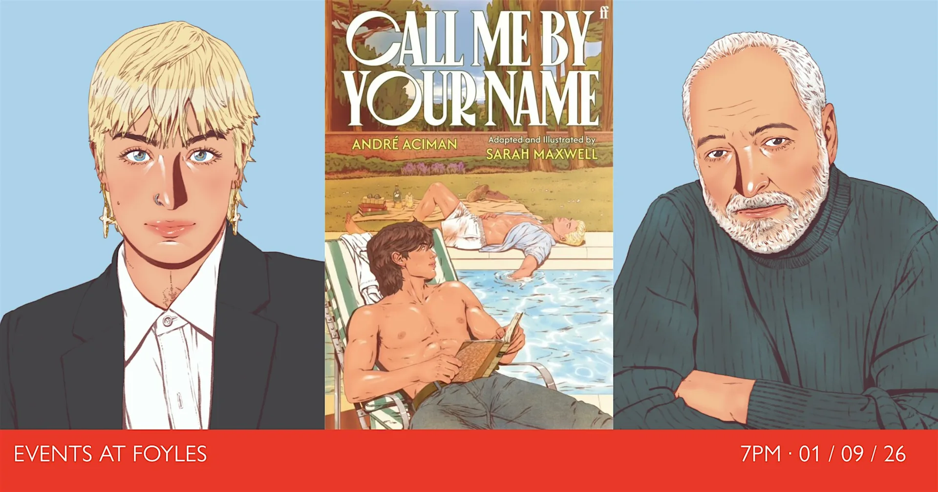 CALL ME BY YOUR NAME: André Aciman and Sarah Maxwell with Barry Pierce at Foyles