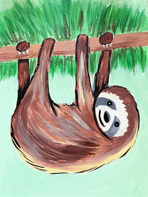 Family Art Session: Paint a Sloth Acrylic Canvas WITHERNSEA at The Meridian Centre