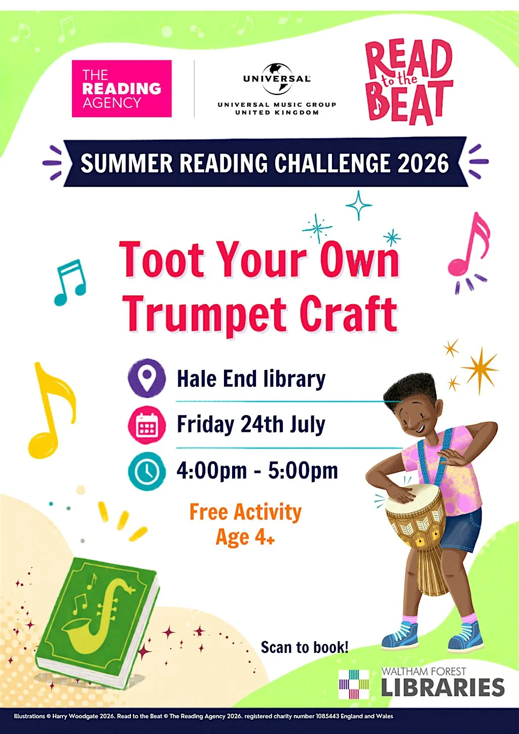 Summer Reading Challenge 2026 Toot Your Own Trumpet craft @Hale End Library
