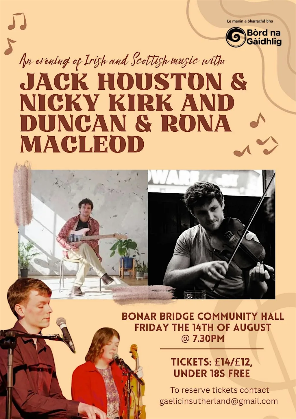 Concert with Duncan & Rona Macleod and Jack Houston & Nicky Kirk at Bonar Bridge Community Hall