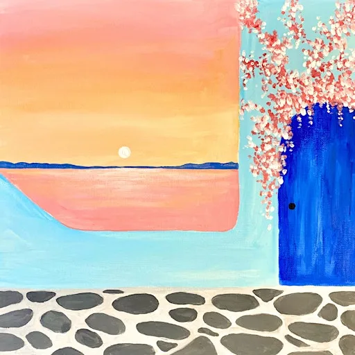 Sip & Paint at Palomo Lounge, Bradley Stoke, Bristol - "Santorini Sunset" at Palomo Lounge