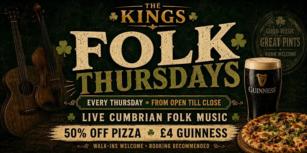 Folk, Guinness & Pizza Thursdays | Kings Arms Ulverston at The Kings Hotel: Restaurant & Showbar