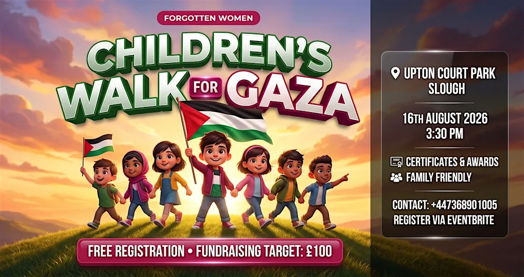 Children’s Walk for Gaza in Slough Upton Court Park at Upton Court Park