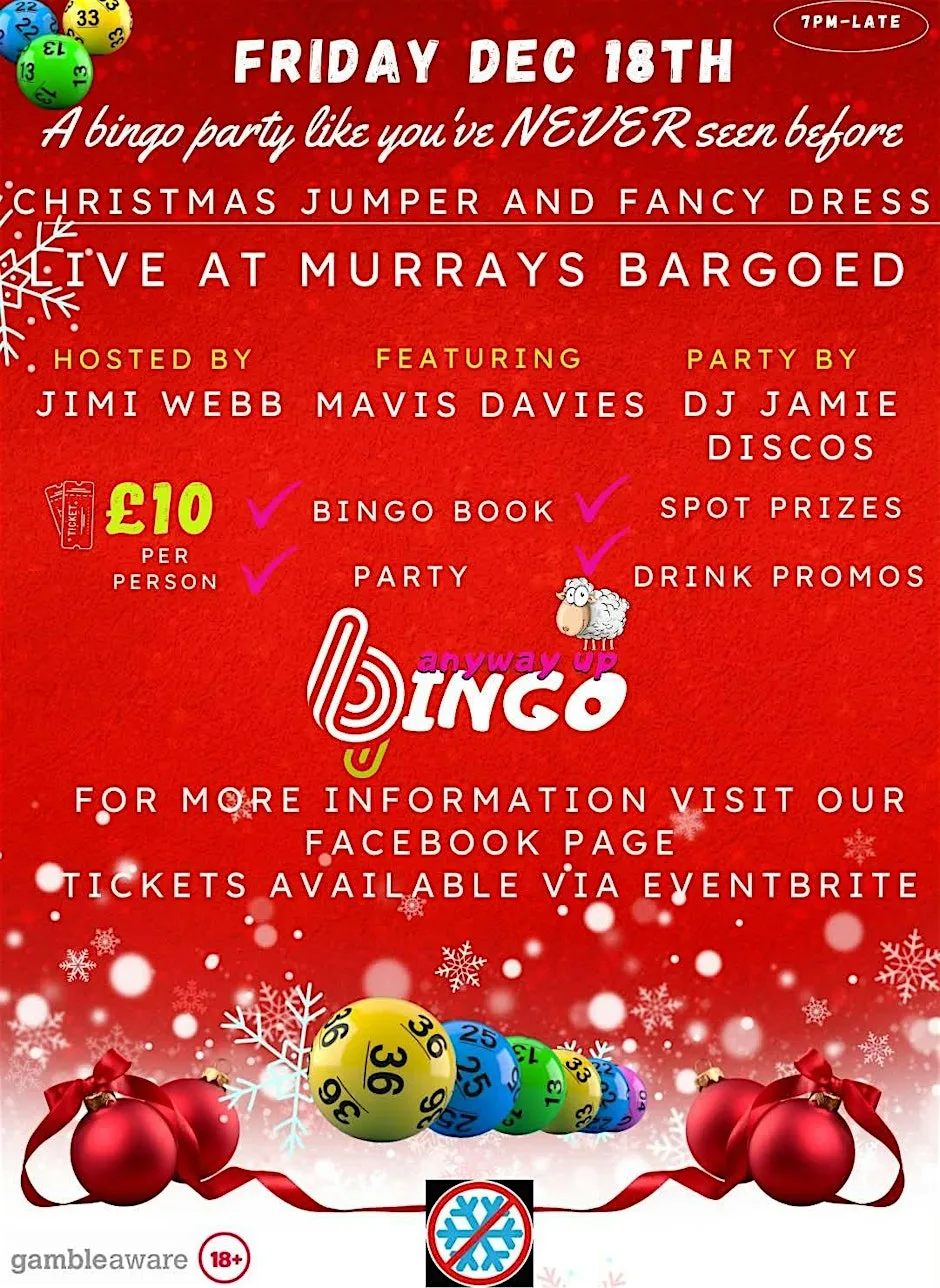Anyway Up Festive Bingo at Murray's