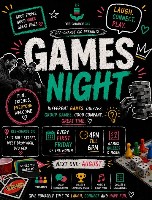 Games Night – Community Social Evening at Ree-Charge CIC