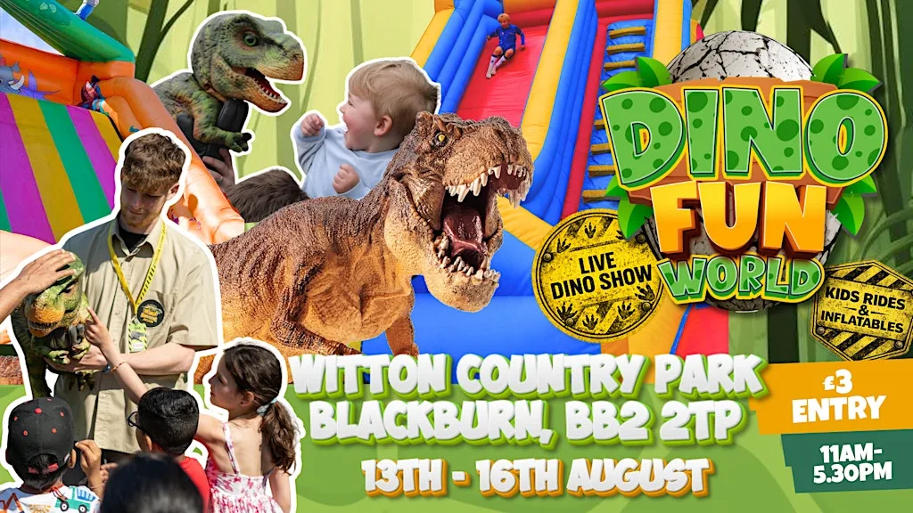 DINO FUN WORLD! 13th - 16th August - Witton Country Park - Blackburn at Witton Country Park