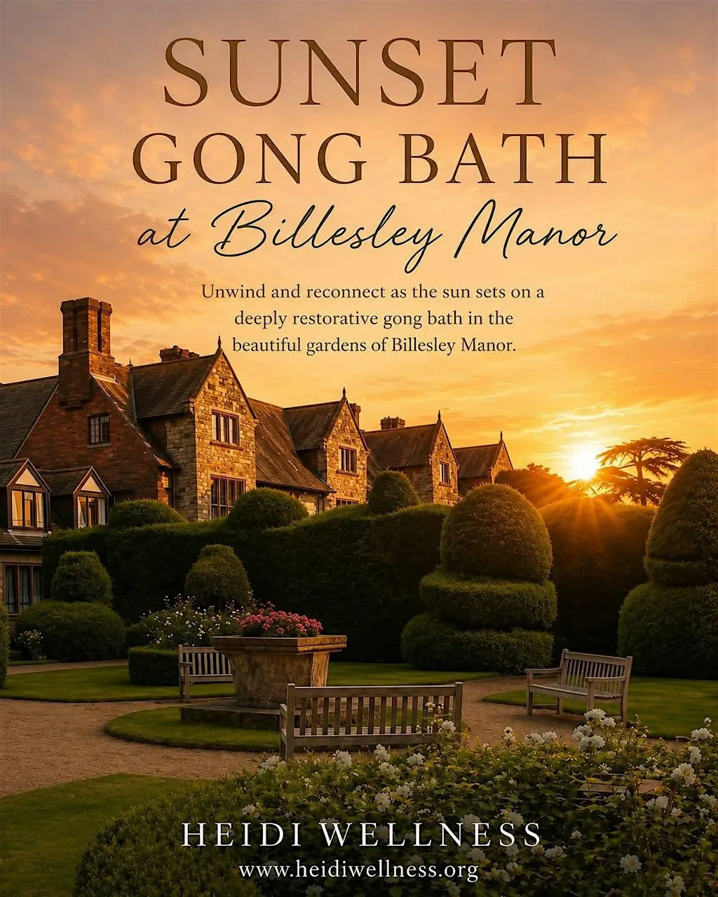Outside Sunset Gong bath - Billesley Manor at Billesley Manor Hotel and Spa