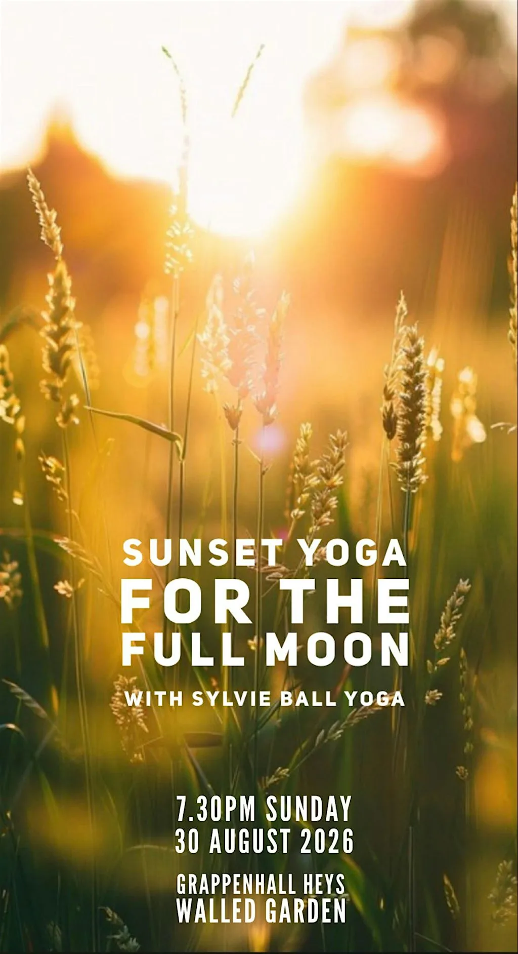 Sunset yoga for the full moon at Grappenhall Heys Walled Garden