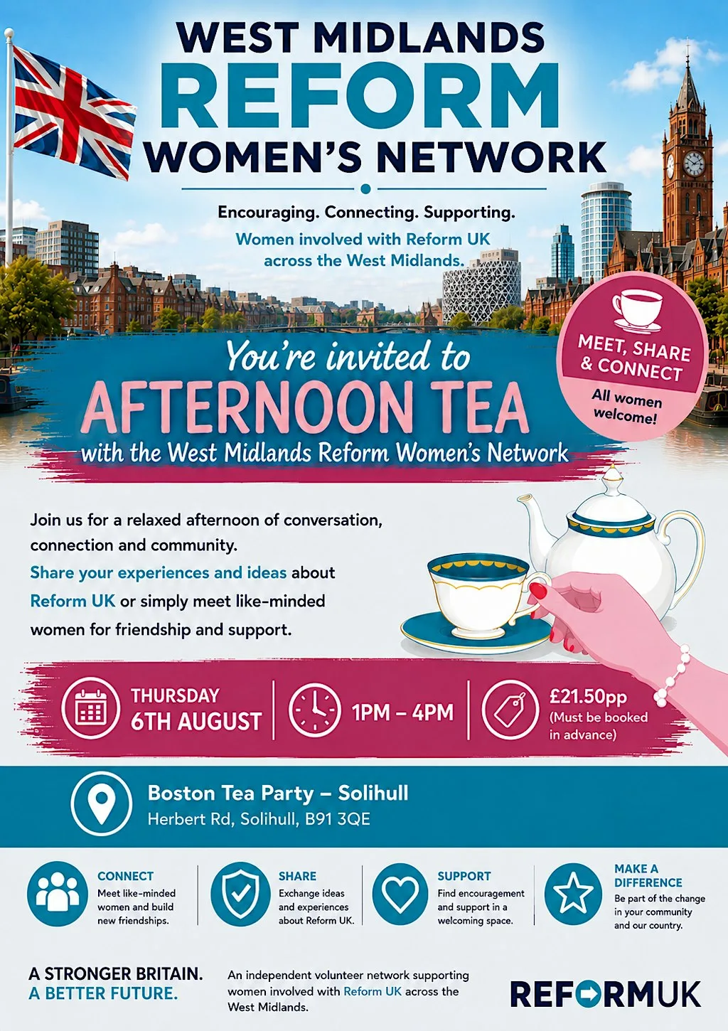 West Midlands Reform Women’s Network Afternoon Tea at Boston Tea Party