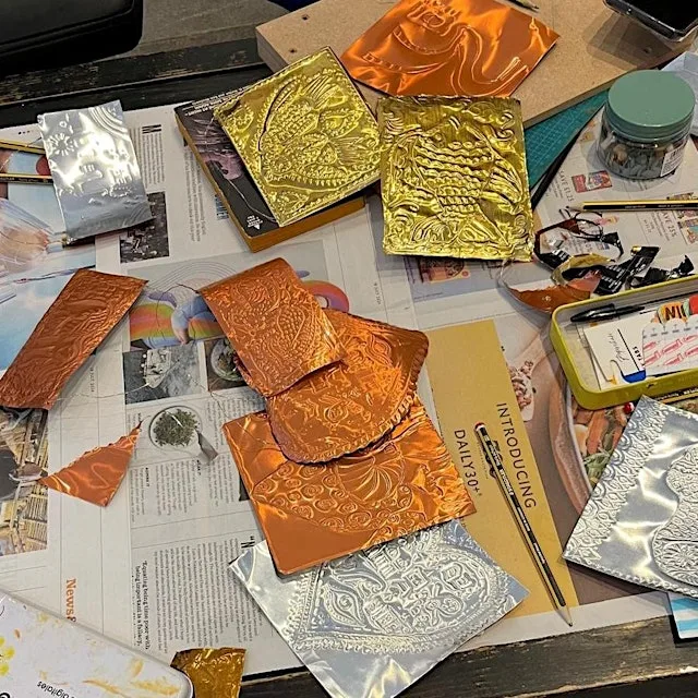 Community Storytelling Truck Art: Embossing foil art with Sunbul Akhtar