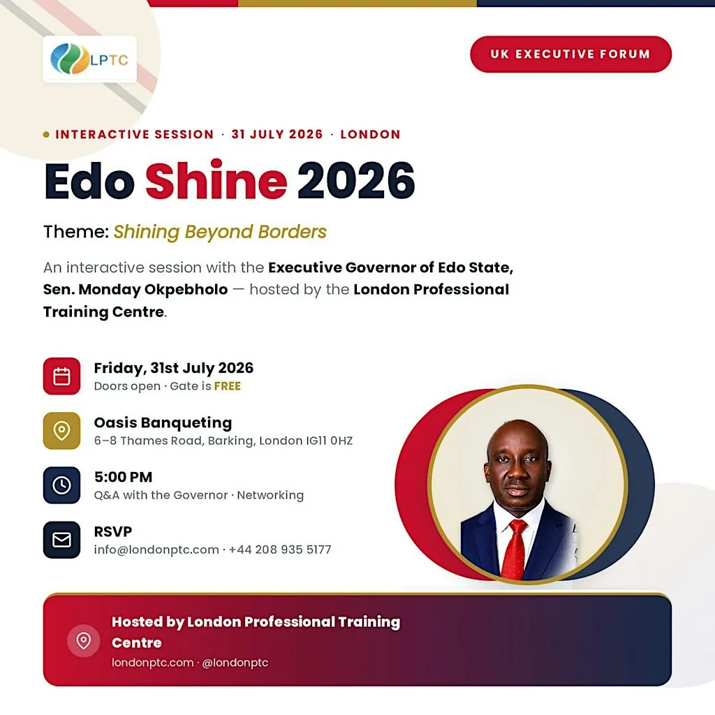 UK Executive Forum Presents Edo Shine 2026-Shinning beyond Boarders . at Oasis Banqueting