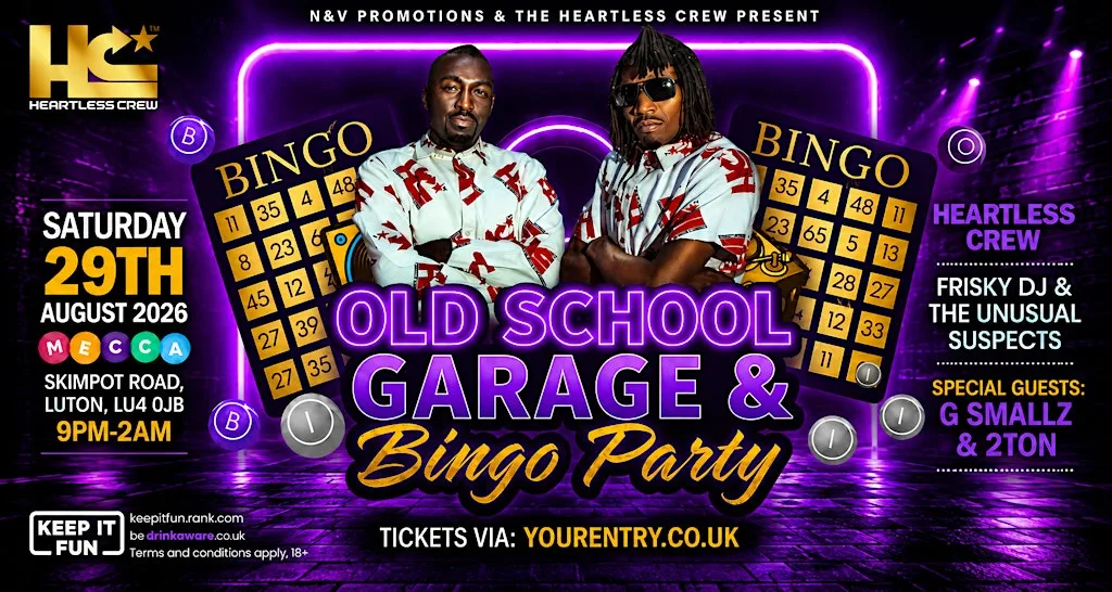 Old School Garage & Bingo Party – Heartless Crew Live at Mecca Bingo Luton