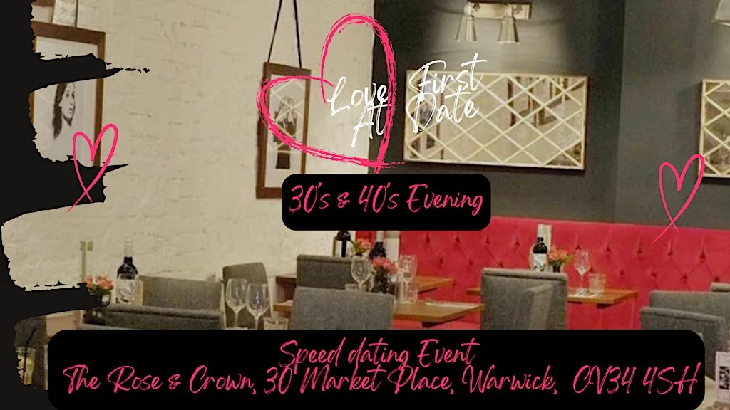 30's & 40's Speed Dating Evening in Warwick at The Rose & Crown