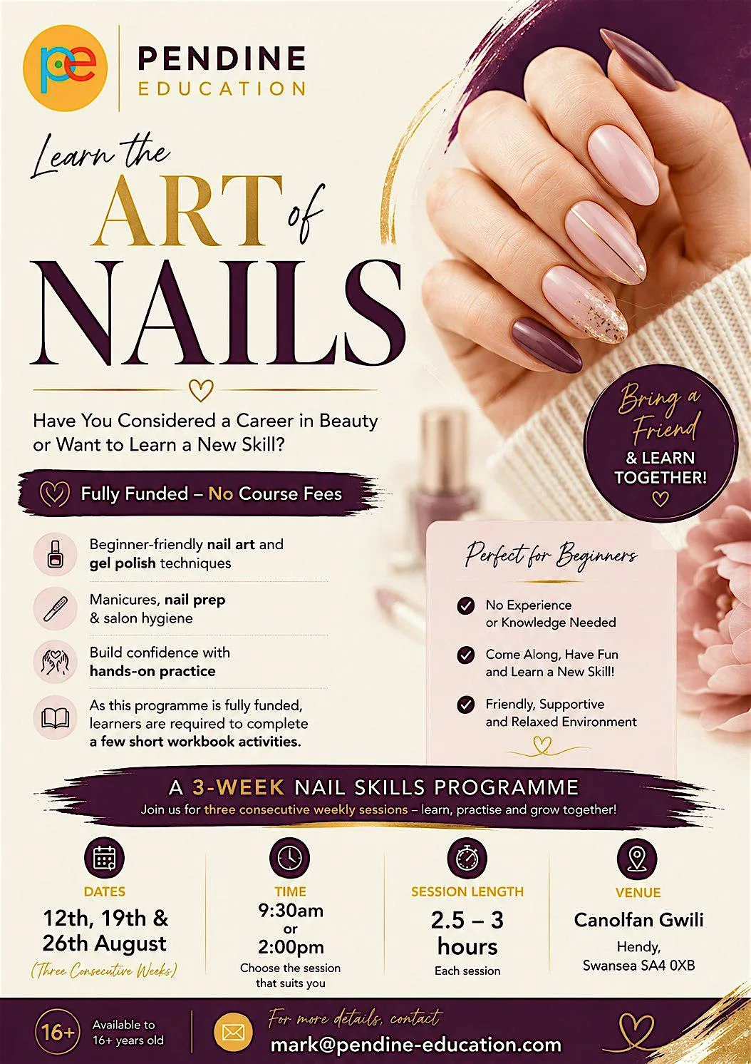 Learn the Art of Nails at Canolfan Gwili Centre