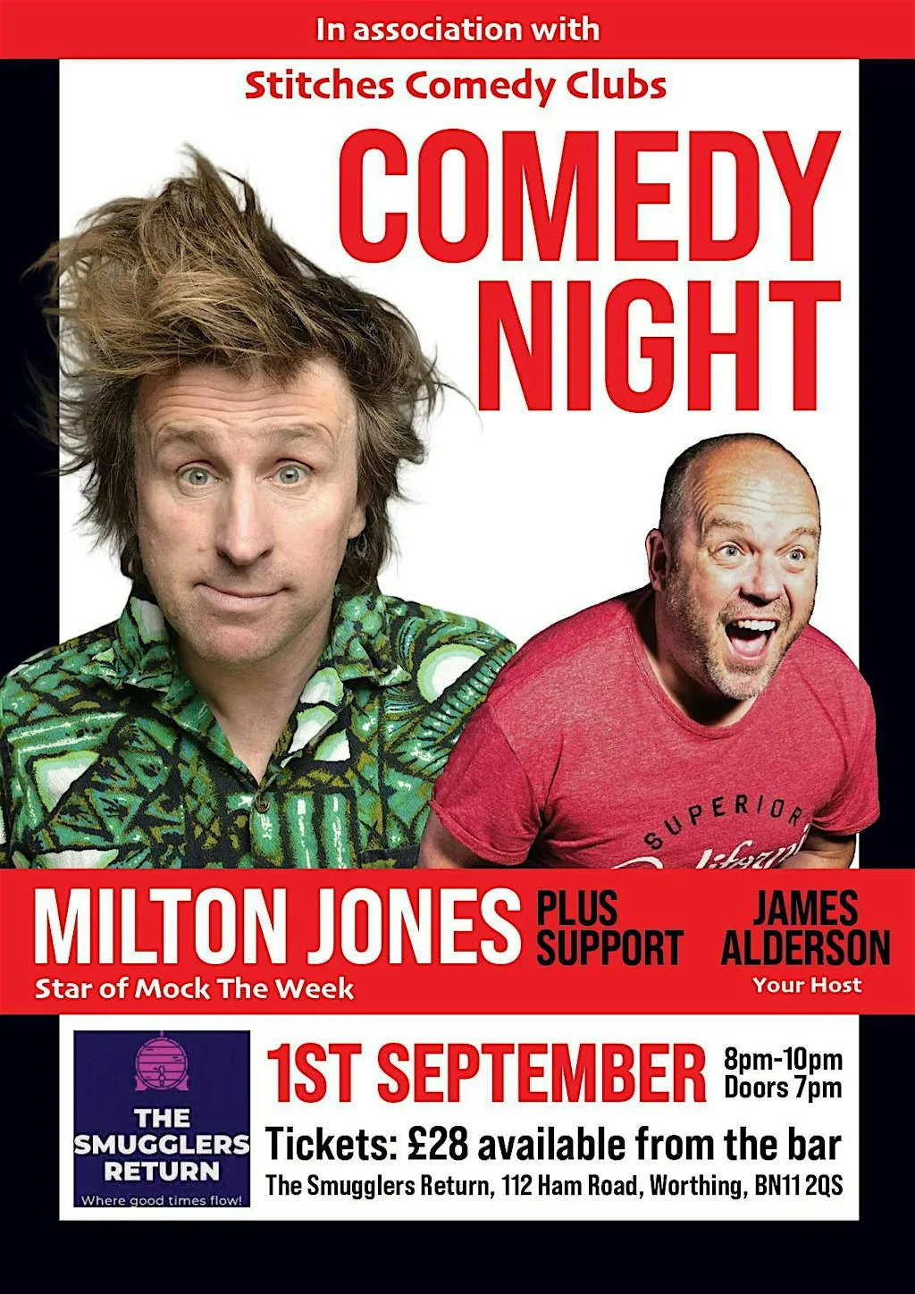 Comedy Night with Milton Jones at The Smugglers Return - Worthing