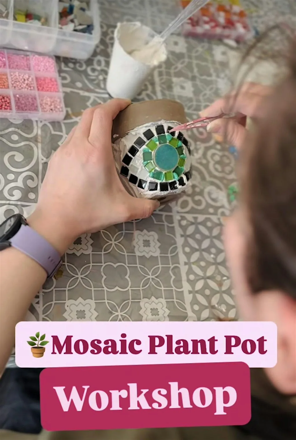 Plant Pot Mosaic Workshop at Pocket cafe bar