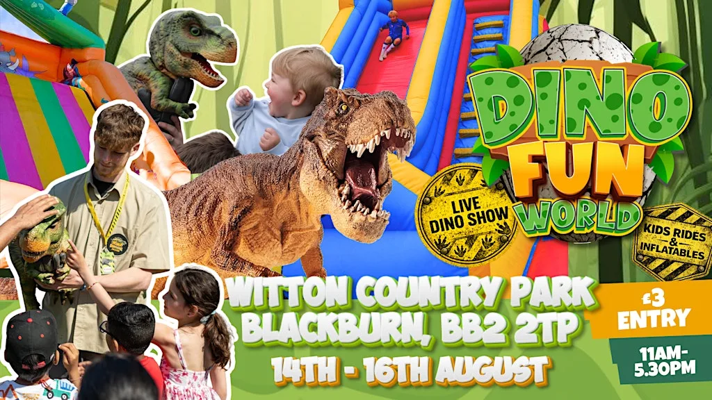 DINO FUN WORLD! 14th - 16th August - Witton Country Park - Blackburn at Witton Country Park