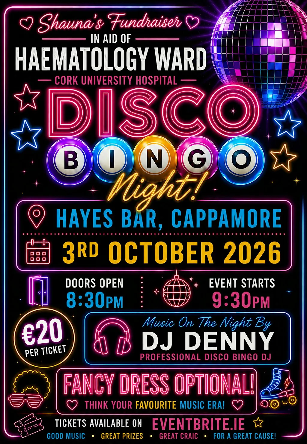 Disco Bingo Fundraiser at Hayes' Pub