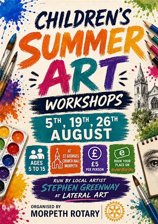 Children's Summer Art Workshop by Lateral Art and Morpeth Rotary at St George's URC Church