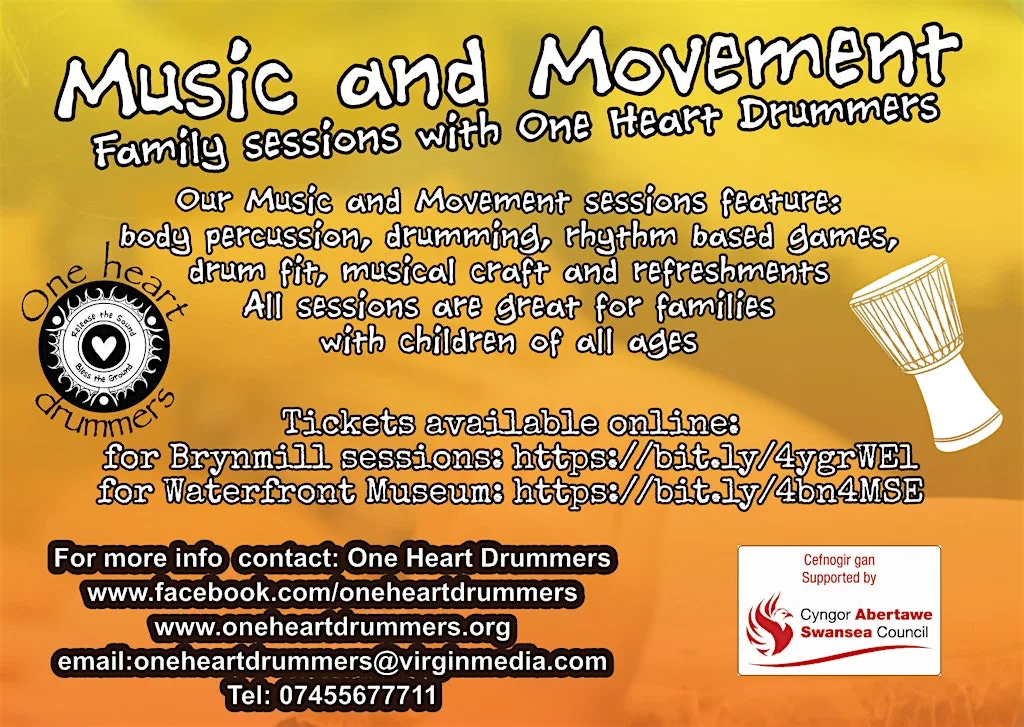 Music&Movement family drumming with One Heart Drummers Brynmill Park at Brynmill Park