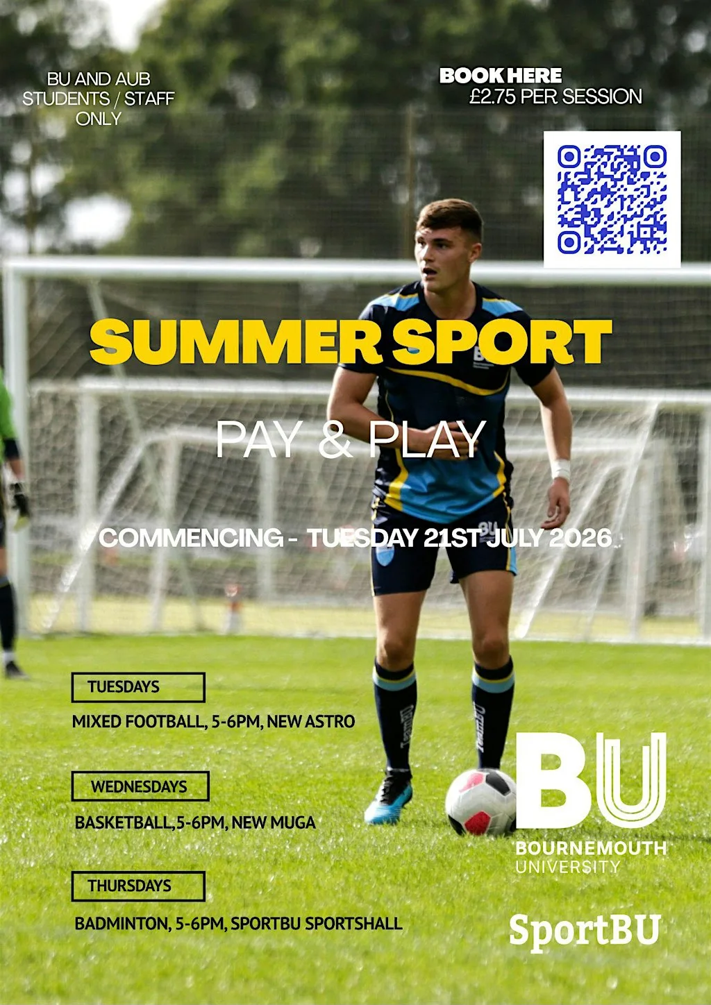 Summer Sport Pay & Play - Mixed Football at Bournemouth University, Talbot Campus