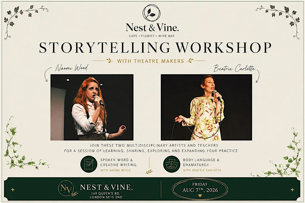 Storytelling Workshop with theatre makers Naomi Wood + Beatrix Carlotta at Nest and Vine Peckham