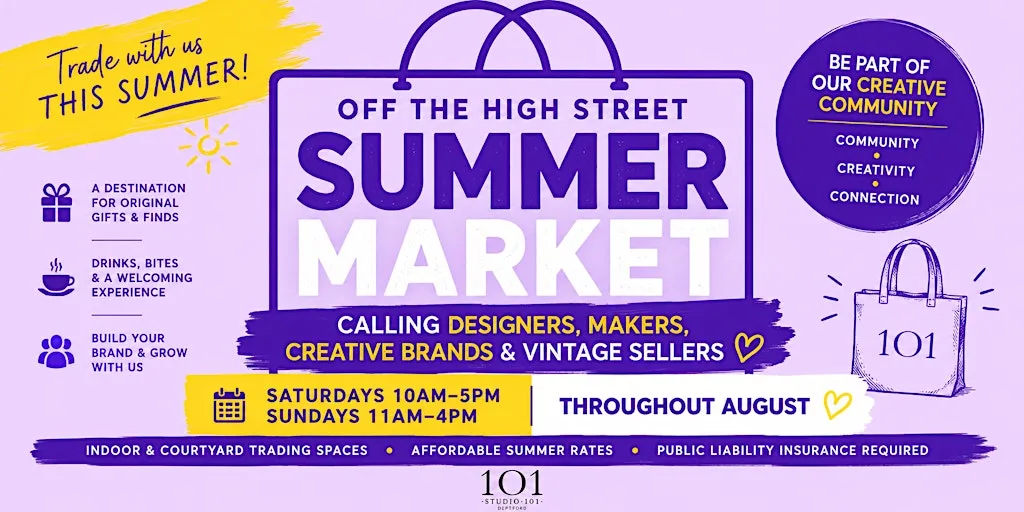 Off the High Street: Summer Market at Studio 101 at Studio101 London
