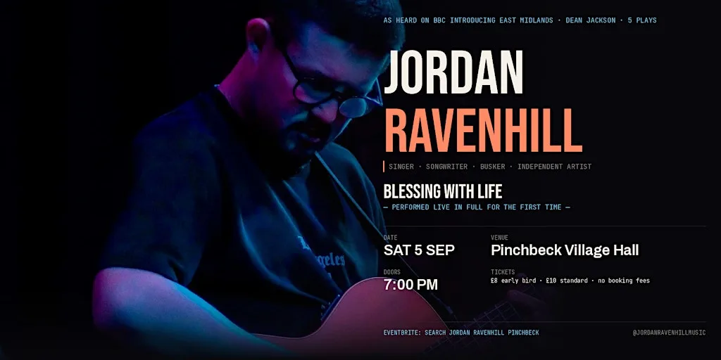 Jordan Ravenhill Blessing With Life at Pinchbeck Village Hall