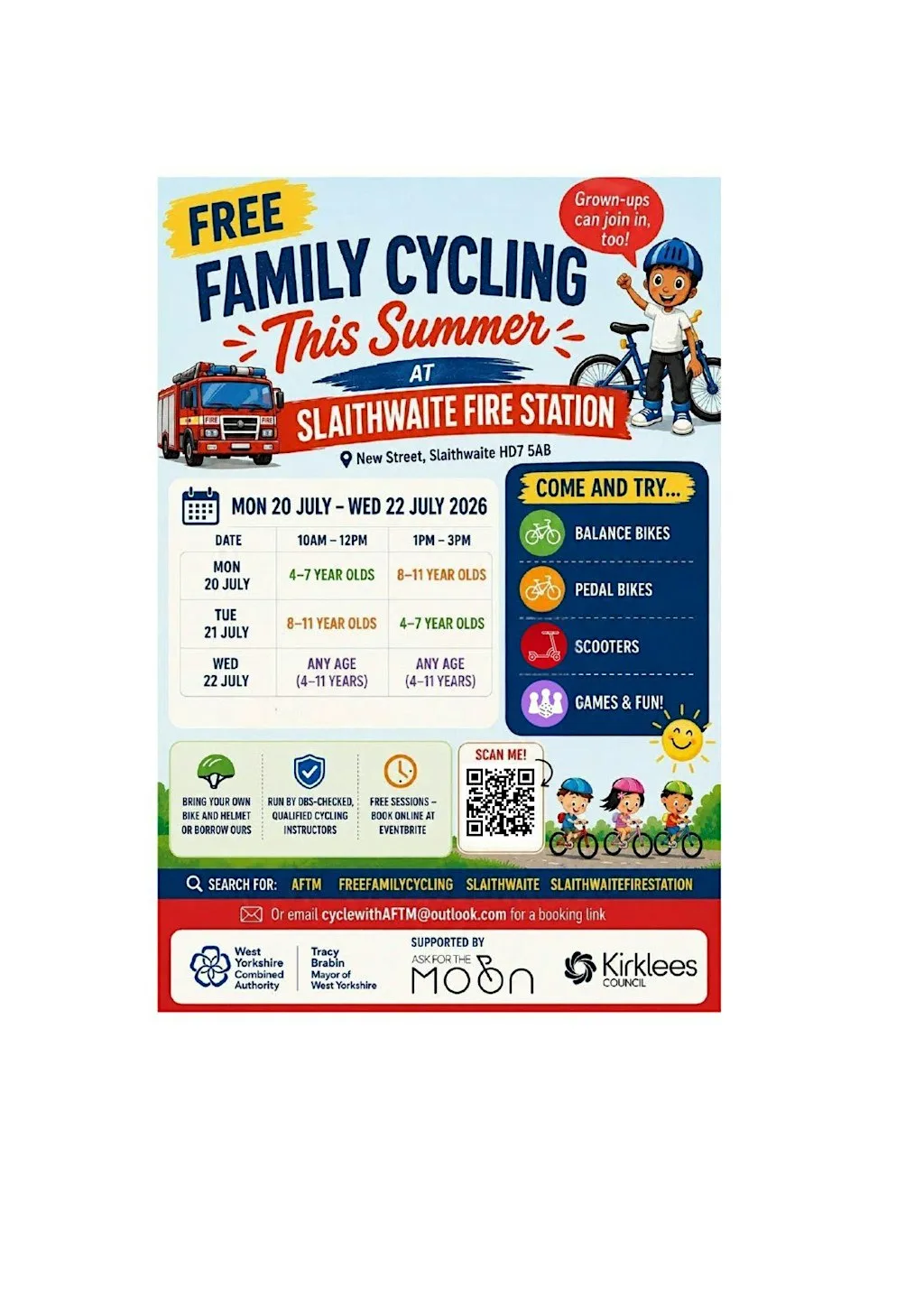 FREE Family Cycling- Slaithwaite Fire Station - 4-7 year olds at Slaithwaite Fire Station