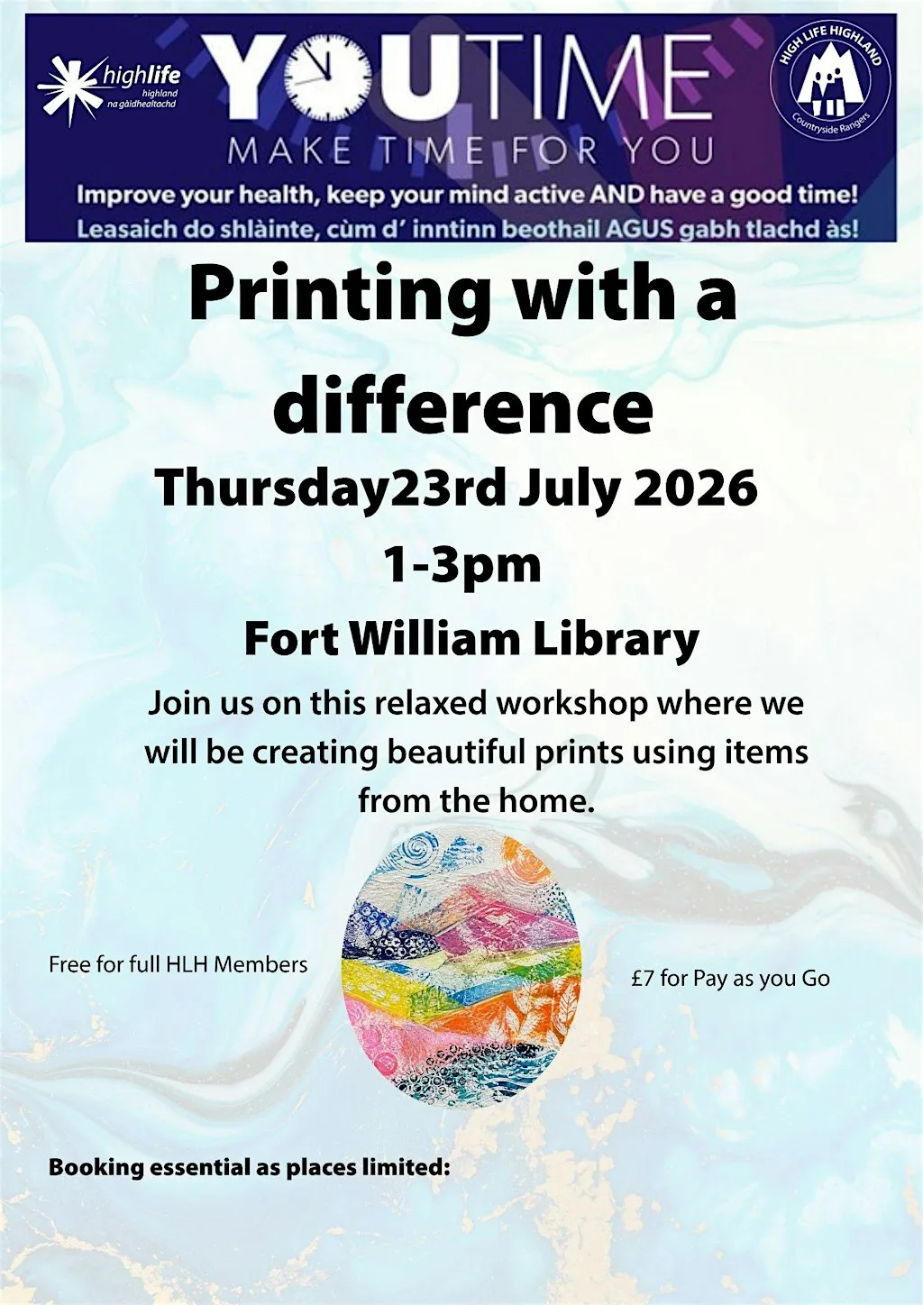 Printing with a difference - Share some You Time at Fort William Library
