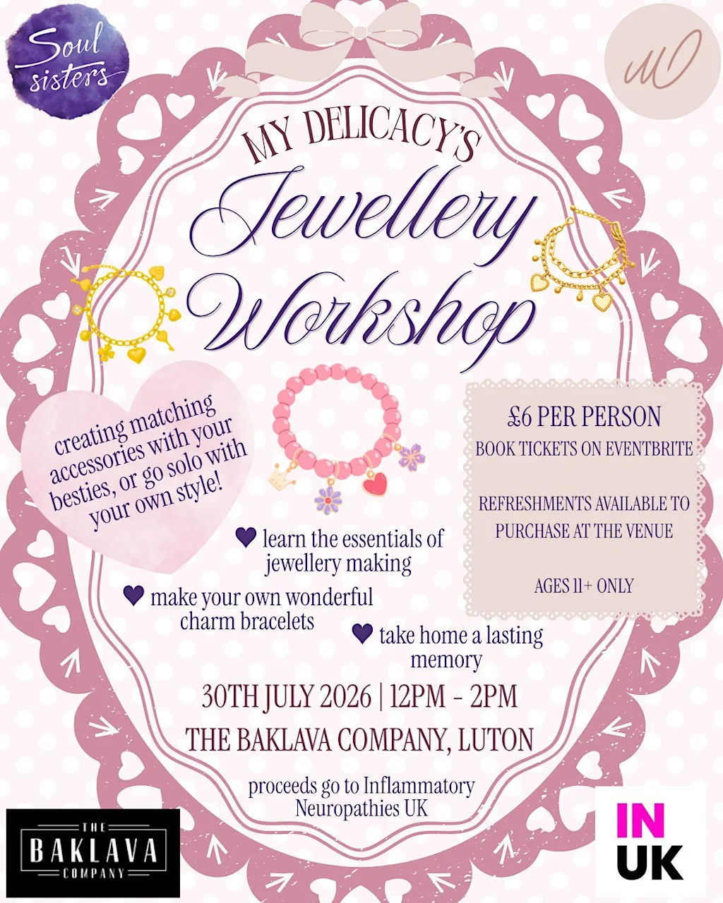 Jewellery Workshop | 30th July 2026 | Soul Sister's Luton at The Baklava Company