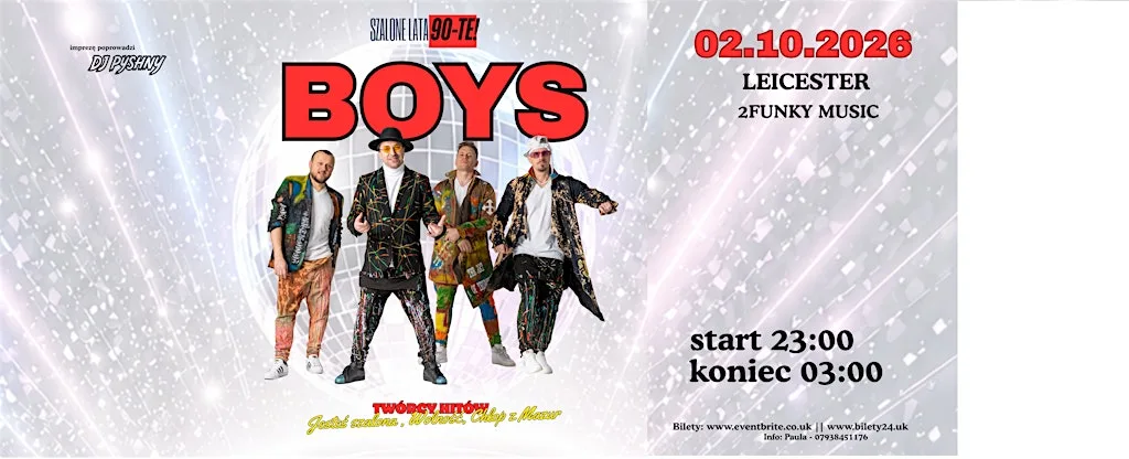 Koncert BOYS w Leicester 23:00 - 3:00 at 2Funky Music Cafe