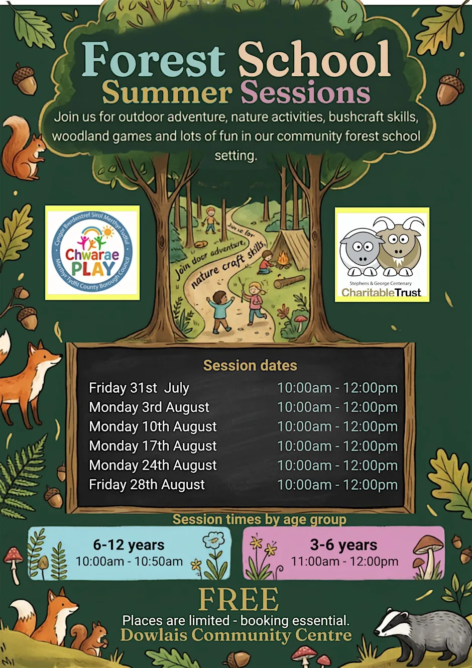 Forest School Summer sessions at Dowlais Community Centre