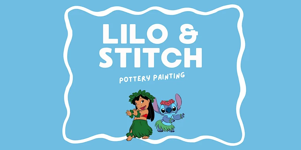 Lilo & Stitch Pottery Painting, The Boneyard at The Bone Yard Shipping Container Studios