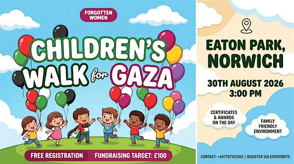 Children’s Walk for Gaza in Eaton Park Norwich