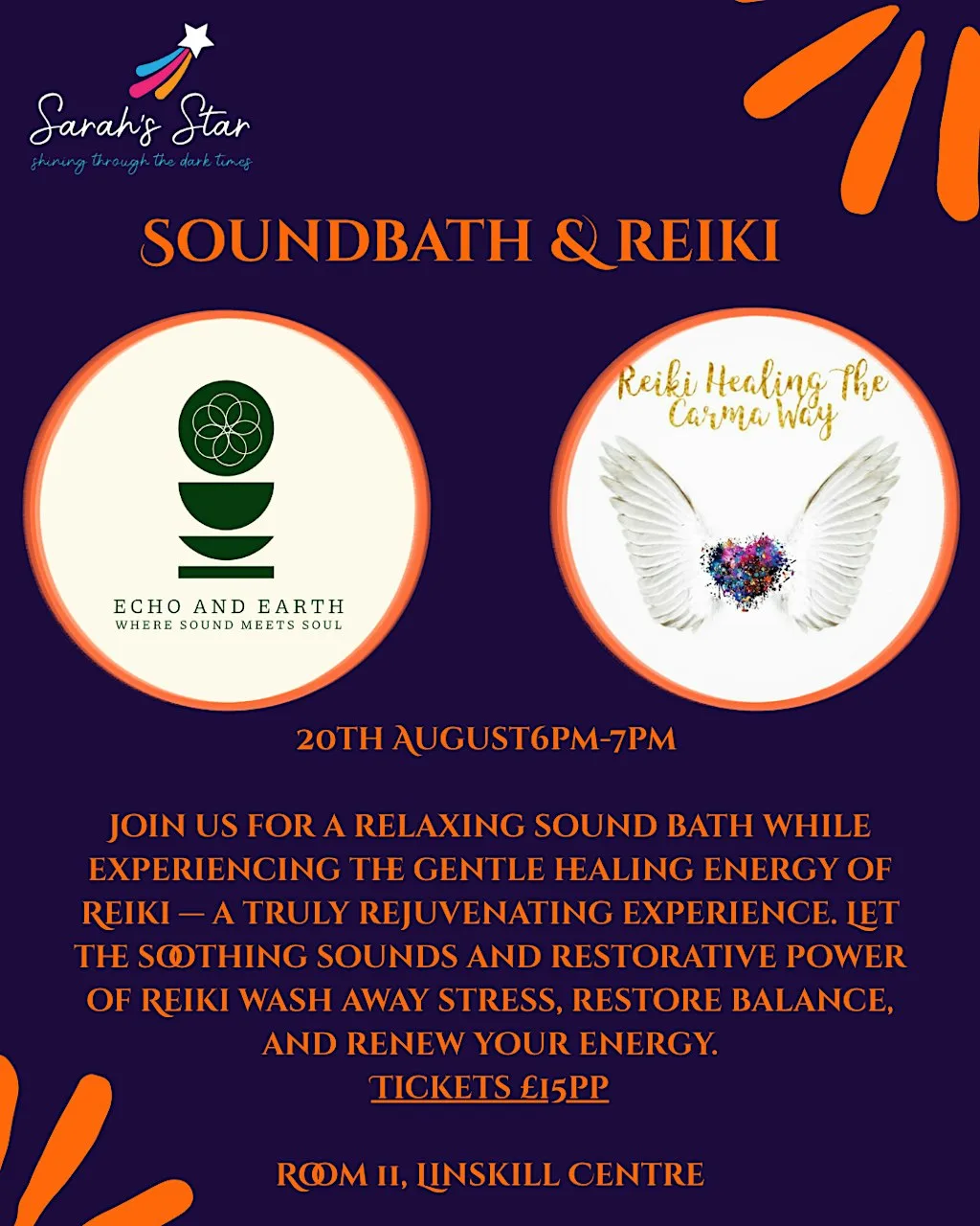 Reiki & Sound Bath X Sarah's Star at Linskill Centre